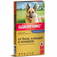 BAYER Адвантикс 1 пипетка капли от блох, клещей и комаров для собак весом более 25 кг