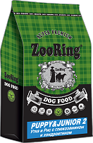 ZooRing Puppy&Junior 2 (Паппи и Юниор2) Утка и рис 28/16 с глюкозамином 10 кг