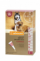 BAYER Адвокат 3 пипетки капли от чесоточных клещей, блох и гельминтов для собак весом от 10 до 25 кг