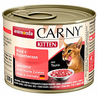 ANIMONDA CARNY KITTEN 200 г консервы для котят с говядиной и сердцем индейки 1х6шт