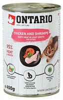 Ontario Kitten Chicken,Schrimps,Rice,Salmon Oil консервы для котят: курица, креветки и рис 400 г
