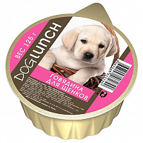 Дог ланч (Dog lunch) консервы для щенков крем-суфле с говядиной ламистер 125 г*10шт