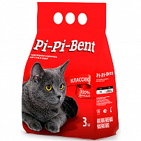 Pi-Pi Bent Classik 3 кг комкующийся наполнитель для кошачьих туалетов из природного бентонита 1х6шт