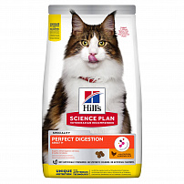 Hill's Science Plan PERFECT DIGESTION 1,5кг для взрослых кошек с курицей и коричневым рисом для поддержания баланса пищеварения