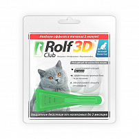 Рольф Клуб (Rolf club) 3D Капли для кошек от блох и клещей от 4 кг