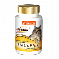 Unitabs BiotinPlus с Q10 витамины для кошек Юнитабс с биотином и таурином 120 таб.