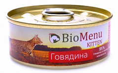 Biomenu (био меню) kitten консервы для котят мясной паштет с говядиной  95%-мясо 100 г