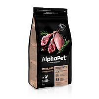 ALPHAPET SUPERPREMIUM STERILISED 3 кг сухой корм для взрослых стерилизованных кошек и котов с ягненком и индейкой 