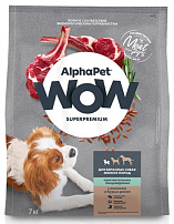 ALPHAPET WOW SUPERPREMIUM 7 кг сухой корм для взрослых собак мелких пород с чувствительным пищеварением с ягненком и бурым рисом