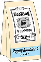 ZooRing Puppy&Junior 1(Паппи и Юниор)Утка и рис 28/16. С пробитиками 20 кг