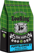 ZooRing puppy&junior сухой корм для щенков всех пород с пробиотиками лосось и рис 10 кг
