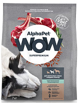 ALPHAPET WOW SUPERPREMIUM 7 кг сухой корм для взрослых собак средних пород с чувствительным пищеварением с ягненком и бурым рисом
