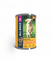 ALL DOGS консервы для собак тефтельки с индейкой в соусе 12шт по 415 г