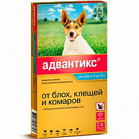 BAYER Адвантикс 4 пипетки капли от блох, клещей и комаров для собак весом от 4 до 10 кг