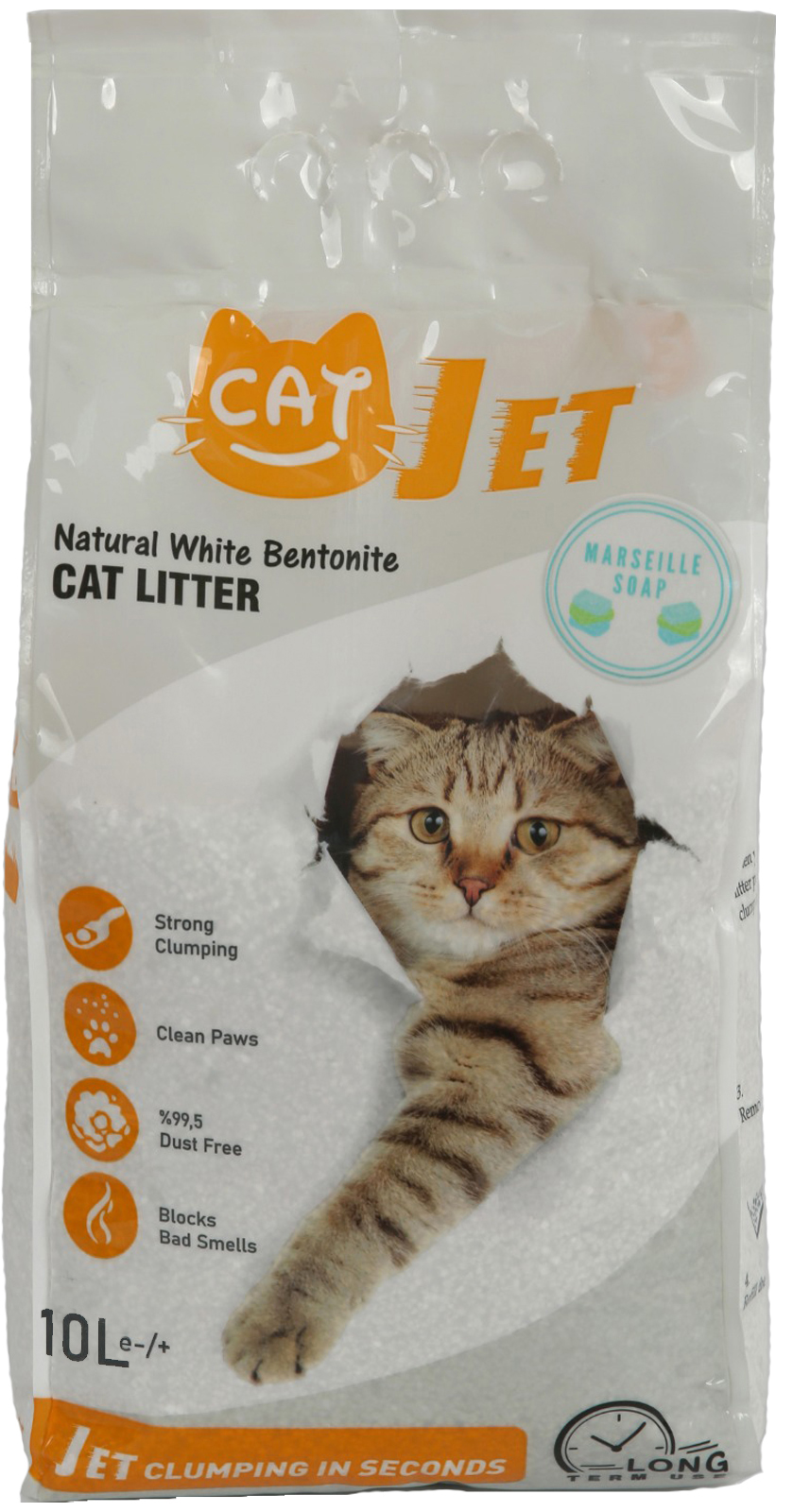 Наполнитель комкующийся CatJet для кошек, белый бентонит 0,60-2,38 мм 10 литров, Аромат марсельского мыла