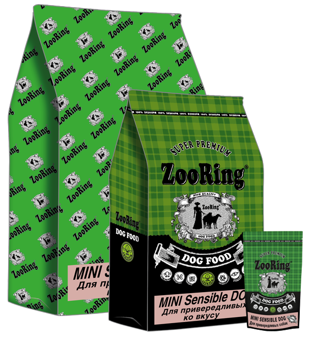ZooRing Mini Sensible Dog Индейка и рис 10 кг сухой корм для взрослых собак мелких и средних пород привередливых к вкусу