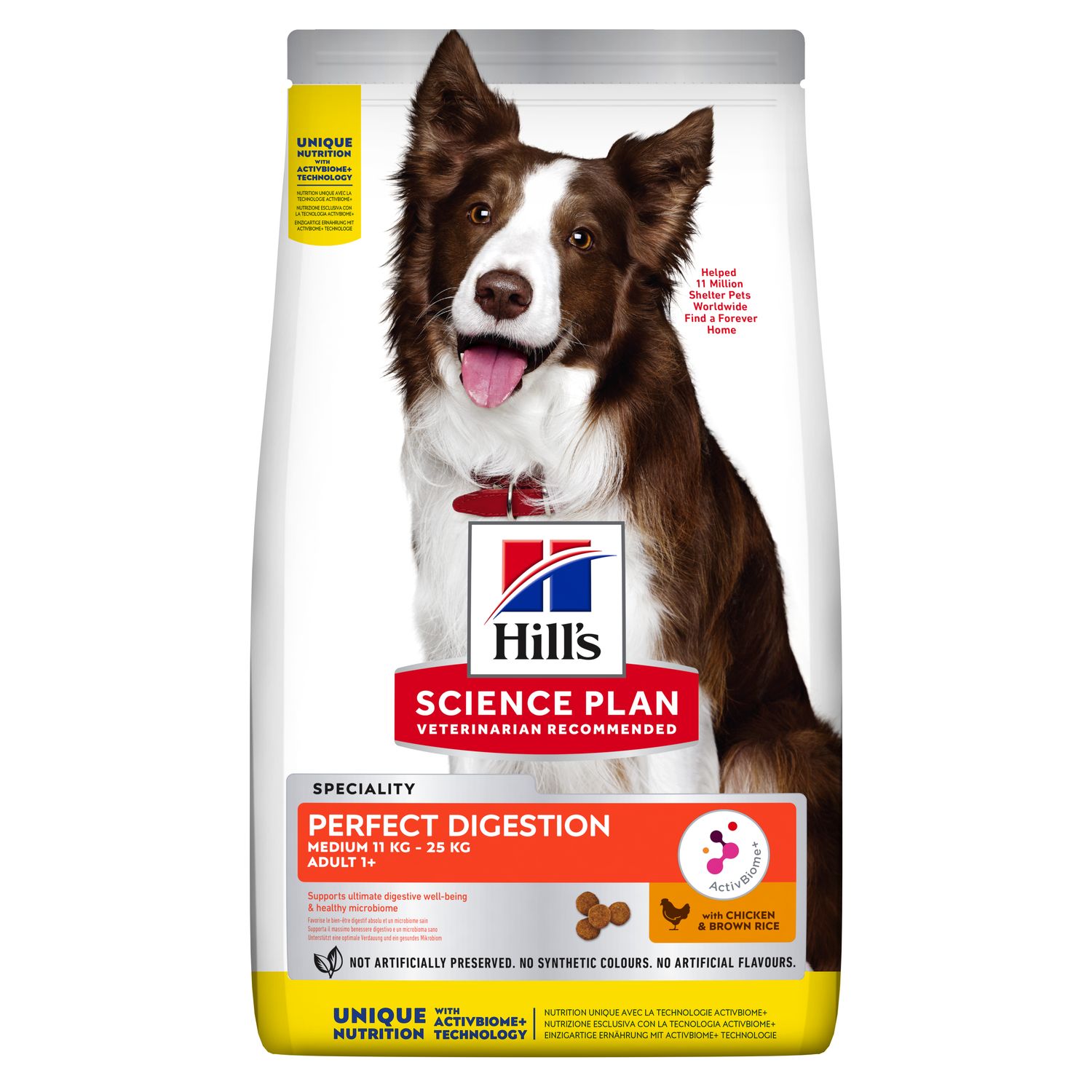 Hill's Science Plan PERFECT DIGESTION 2,5 кг для взрослых собак средних пород с курицей и коричневым рисом для поддержания баланса пищеварения