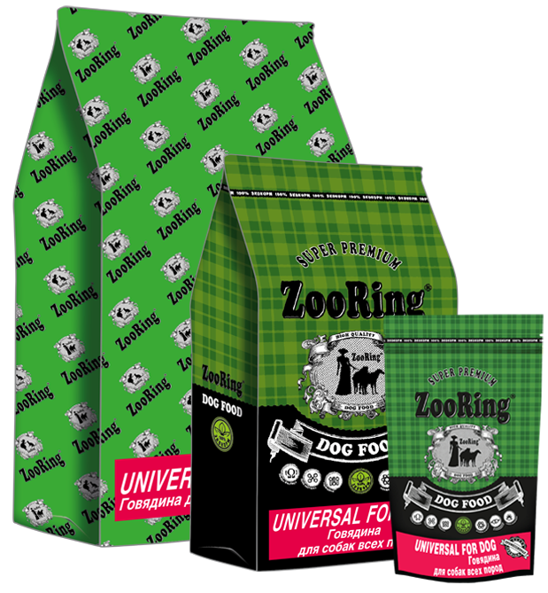 ZooRing UNIVERSAL FOR DOG 24/13 Говядина и рис 20 кг сухой корм для взрослых собак всех пород