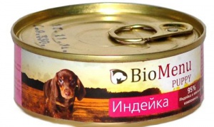 Biomenu (био меню) puppy консервы для щенков индейка 95%-мясо 100 г