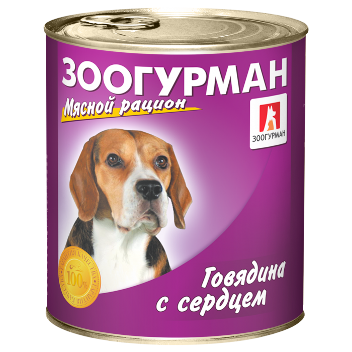 Зоогурман МЯСНОЙ РАЦИОН 750 гр для собак Говядина с сердцем