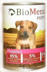 Biomenu (био меню) puppy консервы для щенков индейка 95%-мясо 410 г
