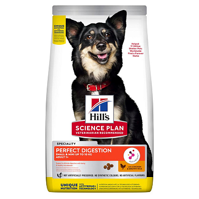 Hill's Science Plan PERFECT DIGESTION SMALL & MINI 1,5 кг для взрослых собак мелких пород с курицей и коричневым рисом