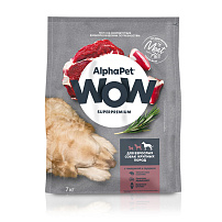 ALPHAPET WOW SUPERPREMIUM 7 кг сухой корм для взрослых собак крупных пород с говядиной и сердцем