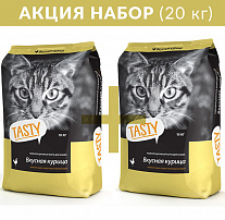 НАБОР TASTY сухой корм для кошек с курицей 2 шт по 10 кг