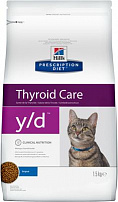 Hill's prescription diet Y/D feline thryroid health dry корм хиллс для кошек лечение гипертиреоза 1,5 кг