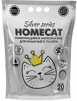 HOMECAT SILVER SERIES 20 л 5 кг комкующийся наполнитель премиум  для кошачьих туалетов