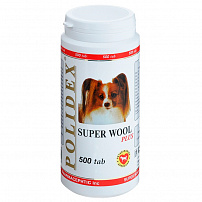 Полидекс (Polidex) Super wool plus Супервул плюс для шерсти и кожи щенков и собак 500 таб