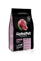 ALPHAPET SUPERPREMIUM 12 кг сухой корм для щенков крупных пород с 6 месяцев до 1,5 лет с говядиной и рисом