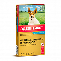 BAYER Адвантикс 1 пипетка капли от блох, клещей и комаров для собак весом от 4 до 10 кг