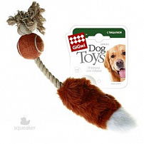 GiGwi (Гигви) игрушка для собак мячик с лисьим хвостом и пищалкой