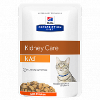 Хиллс (Hill's) prescription diet K/D feline with chicken wet для кошек лечение заболеваний почек пауч 12 шт по 85 г