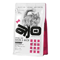 AJO Cat Skin & Hair 400 г сухой полнорационный корм для длинношерстных кошек здоровая кожа и красивая шерсть с лососем и индейкой 