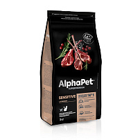 ALPHAPET SUPERPREMIUM 3 кг сухой корм для взрослых кошек и котов с чувствительным пищеварением с ягненком 