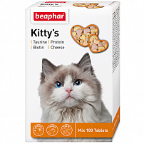 BEAPHAR Kitty`s MIX 180 таблеток комплекс витаминов для кошек таурин, биотин, протеин, сыр