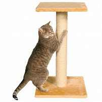 Trixie (Трикси) когтеточка-тумба для кошек "Lorca" с игрушкой угловая, бежевая, сизальи плюш 37*27*7