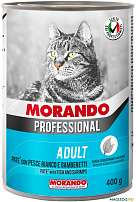 1262/325 Morando Professional Консервированный корм для кошек паштет с белой рыбой и креветками, 400г, жб *24