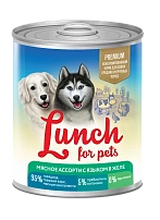 Lunch for pets консервы для собак мясное ассорти с языком,кусочки в желе 850 г