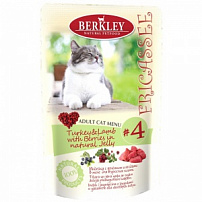 Беркли (Berkley) ФРИКАCСЕ консервы для кошек индейка с ягненком кусочки в желе 12 шт по 100 г (пауч) Беркли (Berkley) ФРИКАCСЕ консервы для кошек индейка с ягненком кусочки в желе 12 шт по 100 г (пауч)