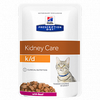 Хиллс (Hill's) prescription diet K/D feline with beef wet пауч для кошек лечение заболеваний почек говядина пауч 12 шт по 85 г