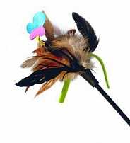 GiGwi (Гигви) дразнилка для кошек с бабочкой с натуральными некрашеными перьями