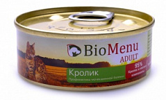 Biomenu (био меню) adult консервы для кошек мясной паштет с кроликом  95%-мясо 100 г