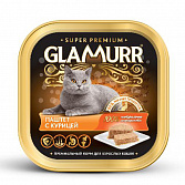 Glamurr корм для взрослых кошек паштет с курицей 16х100 г
