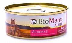 Biomenu (био меню) adult консервы для кошек мясной паштет с индейкой  95%-мясо 100 г