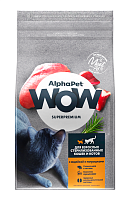 ALPHAPET WOW SUPERPREMIUM 1,5 кг сухой корм для взрослых стерилизованных кошек и котов с индейкой и потрошками 