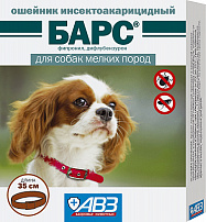 БАРС Ошейник для собак мелких пород инсектоакарицидный 35 см защита от блох на 5 мес, от клещей на 4 мес. АВЗ 