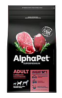 ALPHAPET SUPERPREMIUM ADULT 7 кг сухой корм для взрослых собак средних пород с говядиной и потрошками